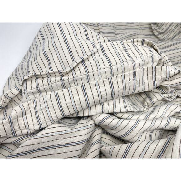 Pottery Barn Kids Blue Brown Cream Ticking Stripe Woven Cotton Twin Duvet Cover - Picture 4 of 4